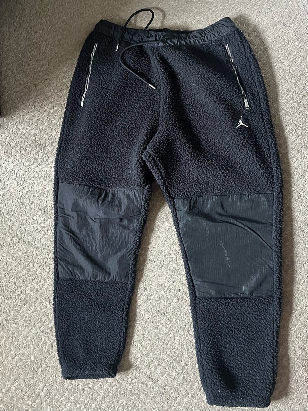 Jordan Black Sherpa Fleece Joggers with Zip Pockets